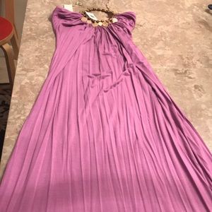 Sky purple long dress with necklace attached